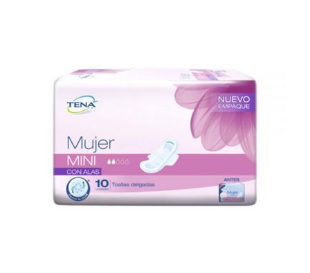 TOALLA HIG. TENA MUJER MINI C/ ALAS X 10UN (12)
