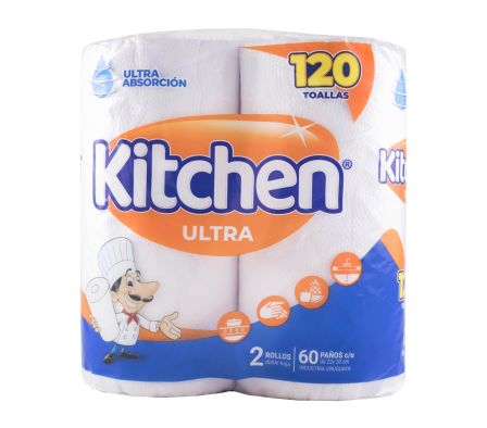 TOALLA DE PAPEL P/COCINA KITCHEN EXTRA 60M X 2 ROLLOS (15)