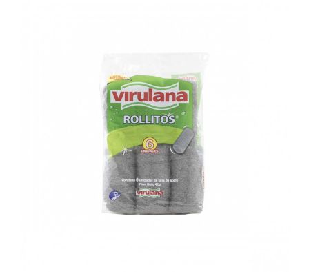 LANA DE ACERO VIRULANA ROLLITOS X 6 UNID. (30)