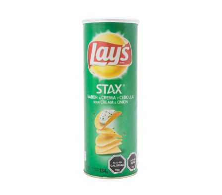 PAPAS FRITAS CREMA Y CEBOLLA  LAYS STAX 134 GR