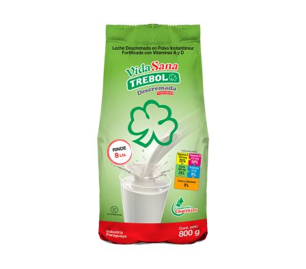 LECHE EN POLVO DESCREMADA TREBOL 800 GR.
