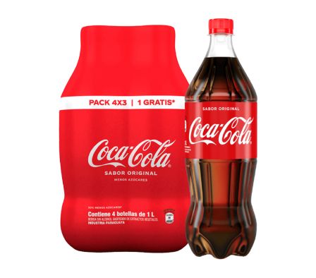 PACK GASEOSA COLA COLA RA 1L X 4