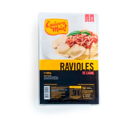 RAVIOLES DE CARNE QUIERO MAS PAST. X 500 GR