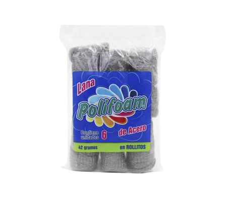 LANA DE ACERO ROLLITO POLIFOAM X 10 UNIDADES (24)