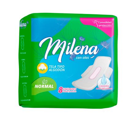 TOALLA HIG. MILENA NORMAL TELA/ALGODON C/ALAS X 16UND (48)