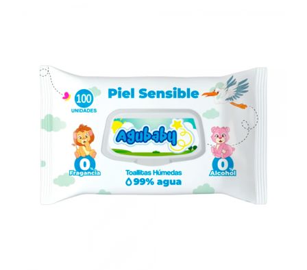 TOALLITA HUMEDA AGUBABY PIEL SENCIBLE X 100UN (12)