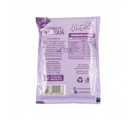 MAYONESA C/ AJO SAB. AREGUA SACHET 118 GR (24)