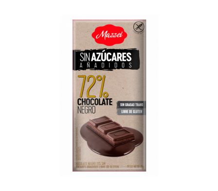 CHOCOLATE MAZZEI NEGRO 72% S/AZUCAR AÑADIDA 75 GR. (48)