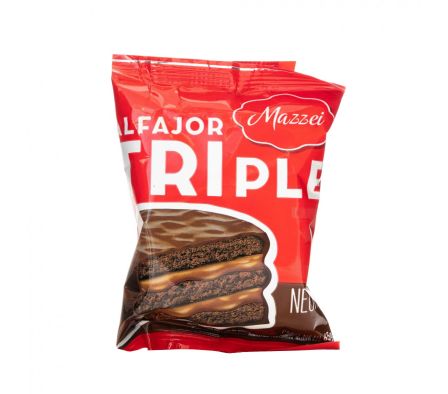 ALFAJOR MAZZEI C/BAÑO DE CHOCO. NEGR. 65 GR (24)