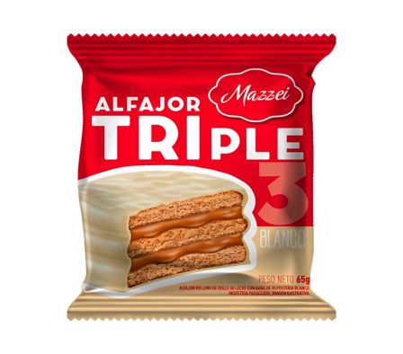 ALFAJOR MAZZEI C/BAÑO DE CHOCO. BLANC. 65 GR (24)