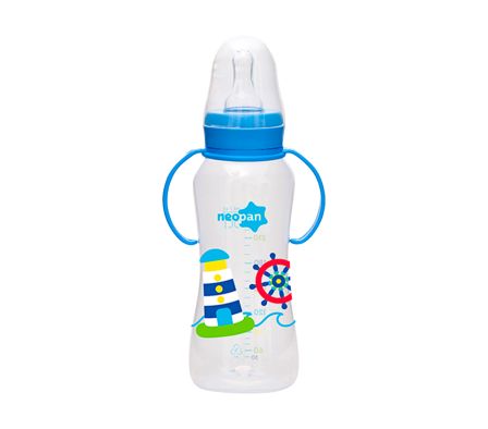 BIBERON CRISTALPAN 250ML C/ALZA AZUL